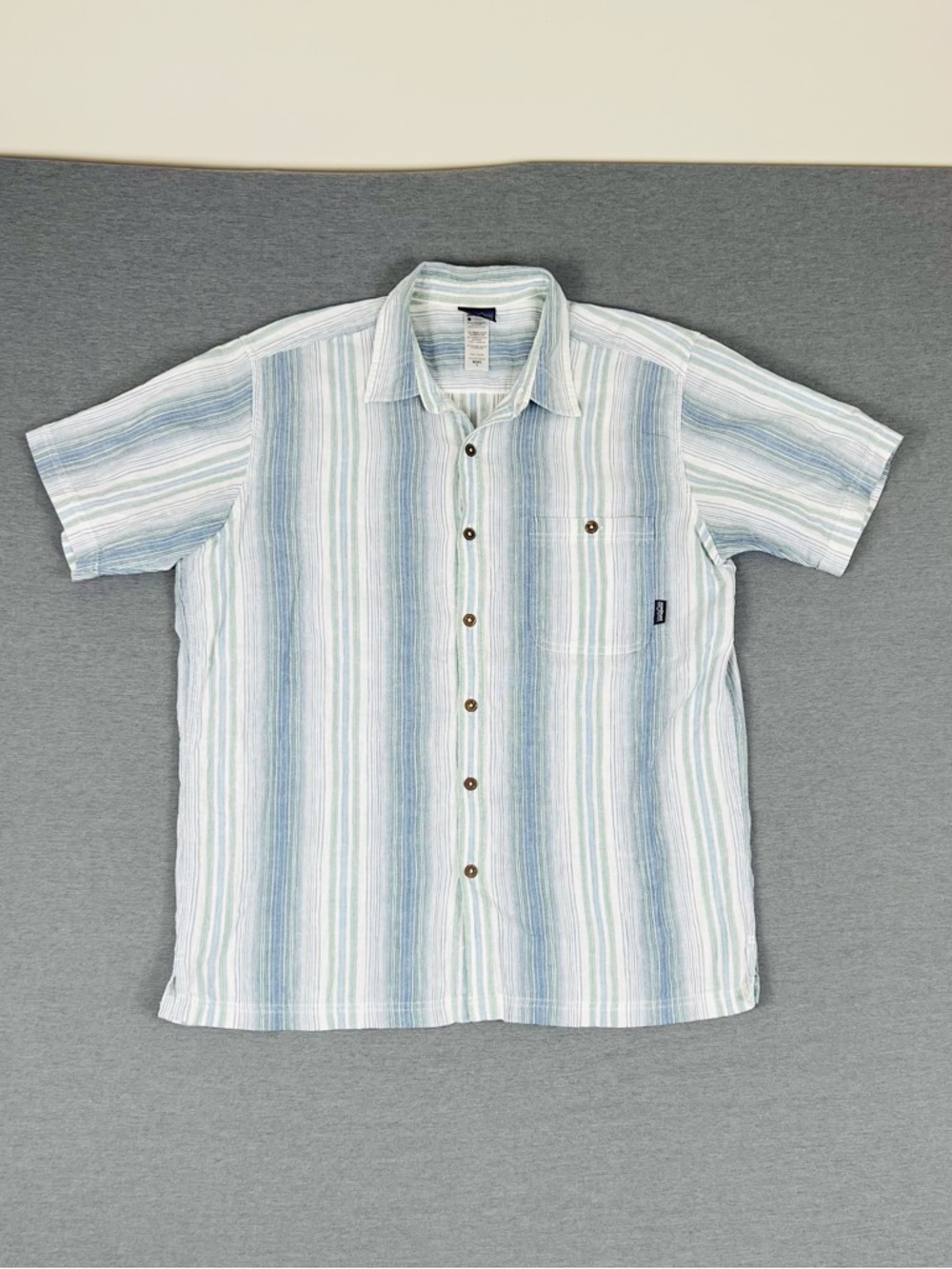 Patagonia Short-Sleeve Stripe Button Down Shirt Light Blue & White